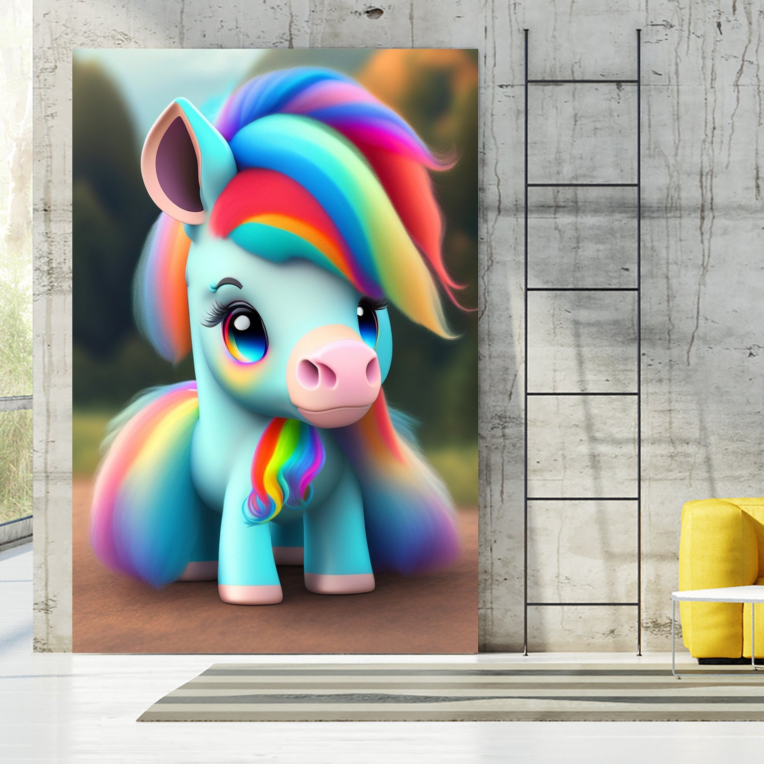 Cute baby pony with rainbow colors fantasy art colorful by ALMA Studio on GIANT ART - orange digital painting