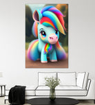 Cute baby pony with rainbow colors fantasy art colorful by ALMA Studio on GIANT ART - orange digital painting