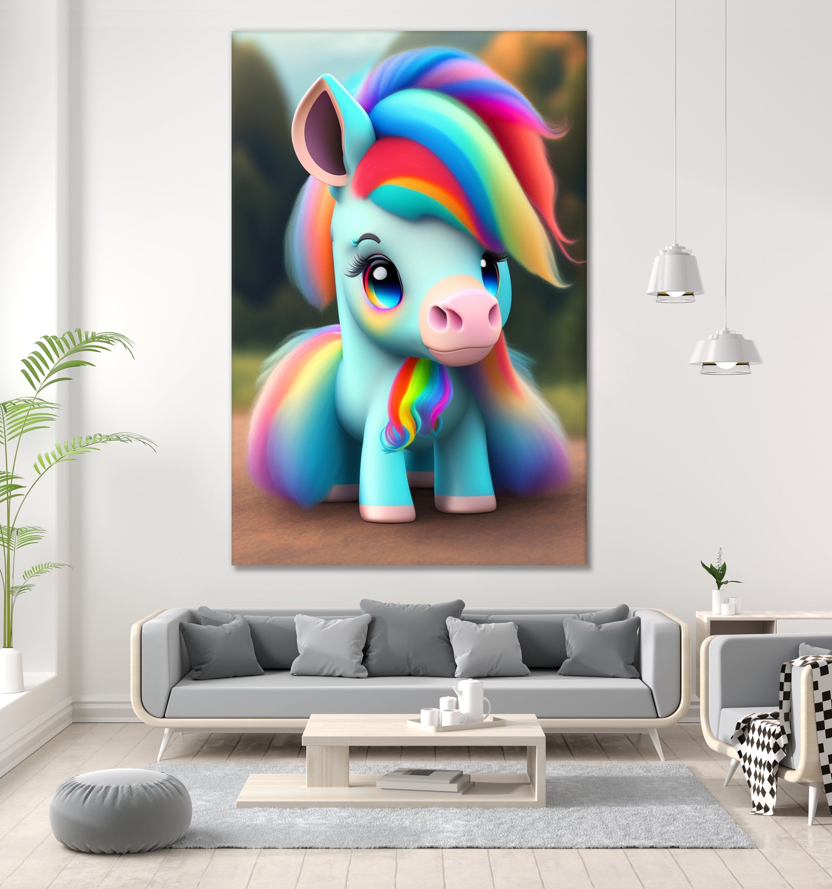 Cute baby pony with rainbow colors fantasy art colorful by ALMA Studio on GIANT ART - orange digital painting