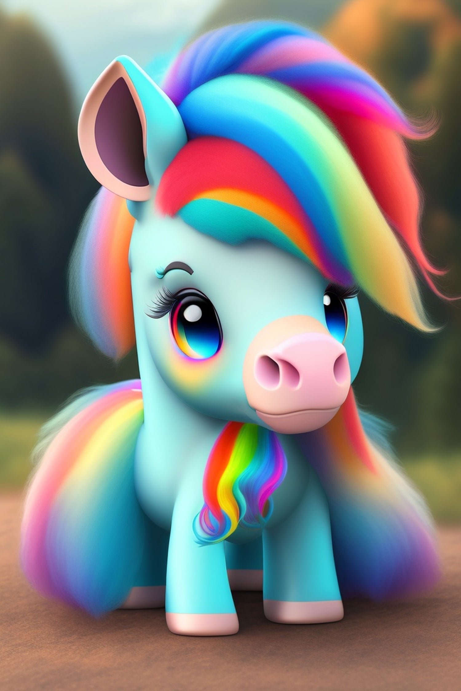 Cute baby pony with rainbow colors fantasy art colorful by ALMA Studio on GIANT ART - orange digital painting