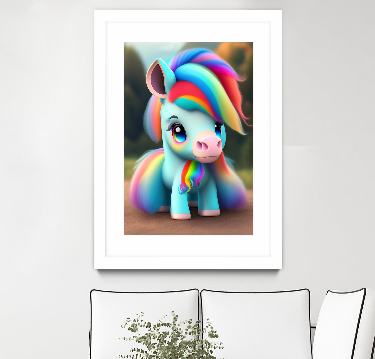 Cute baby pony with rainbow colors fantasy art colorful by ALMA Studio on GIANT ART - orange digital painting