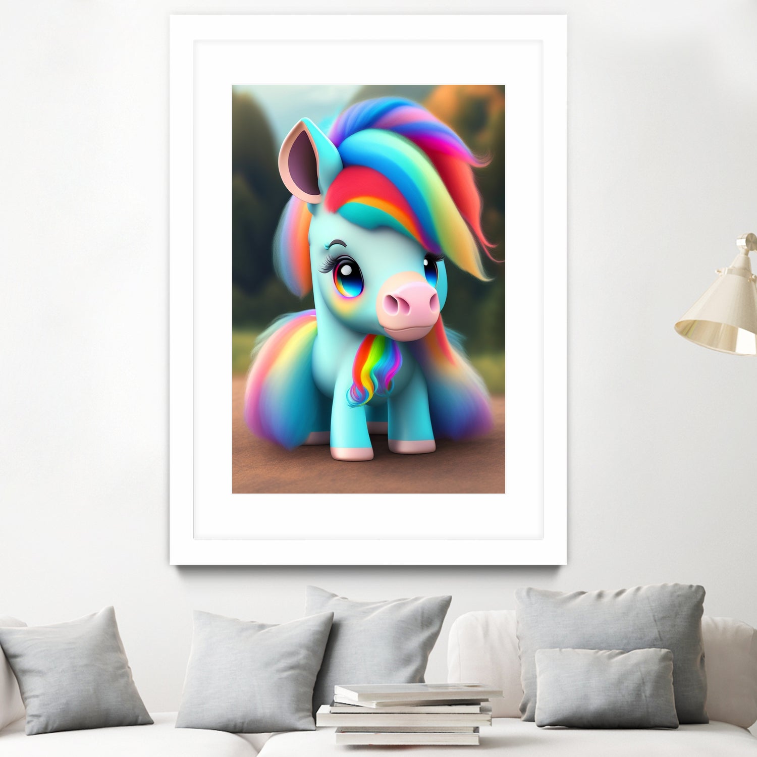 Cute baby pony with rainbow colors fantasy art colorful by ALMA Studio on GIANT ART - orange digital painting