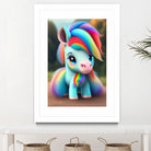 Cute baby pony with rainbow colors fantasy art colorful by ALMA Studio on GIANT ART - orange digital painting