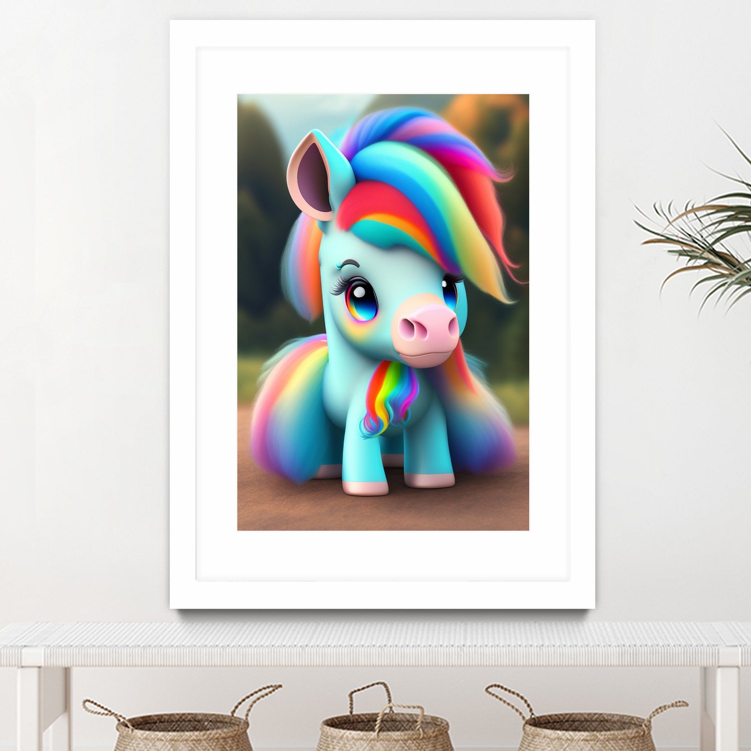 Cute baby pony with rainbow colors fantasy art colorful by ALMA Studio on GIANT ART - orange digital painting