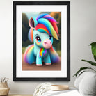 Cute baby pony with rainbow colors fantasy art colorful by ALMA Studio on GIANT ART - orange digital painting