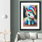 Cute baby pony with rainbow colors fantasy art colorful by ALMA Studio on GIANT ART - orange digital painting