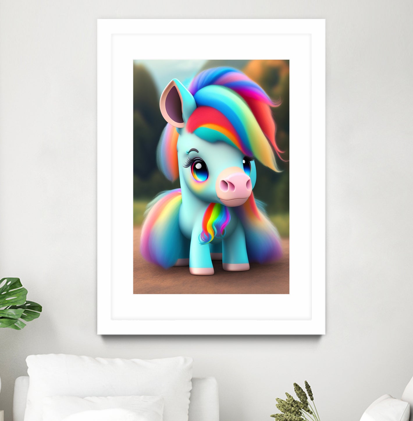 Cute baby pony with rainbow colors fantasy art colorful by ALMA Studio on GIANT ART - orange digital painting