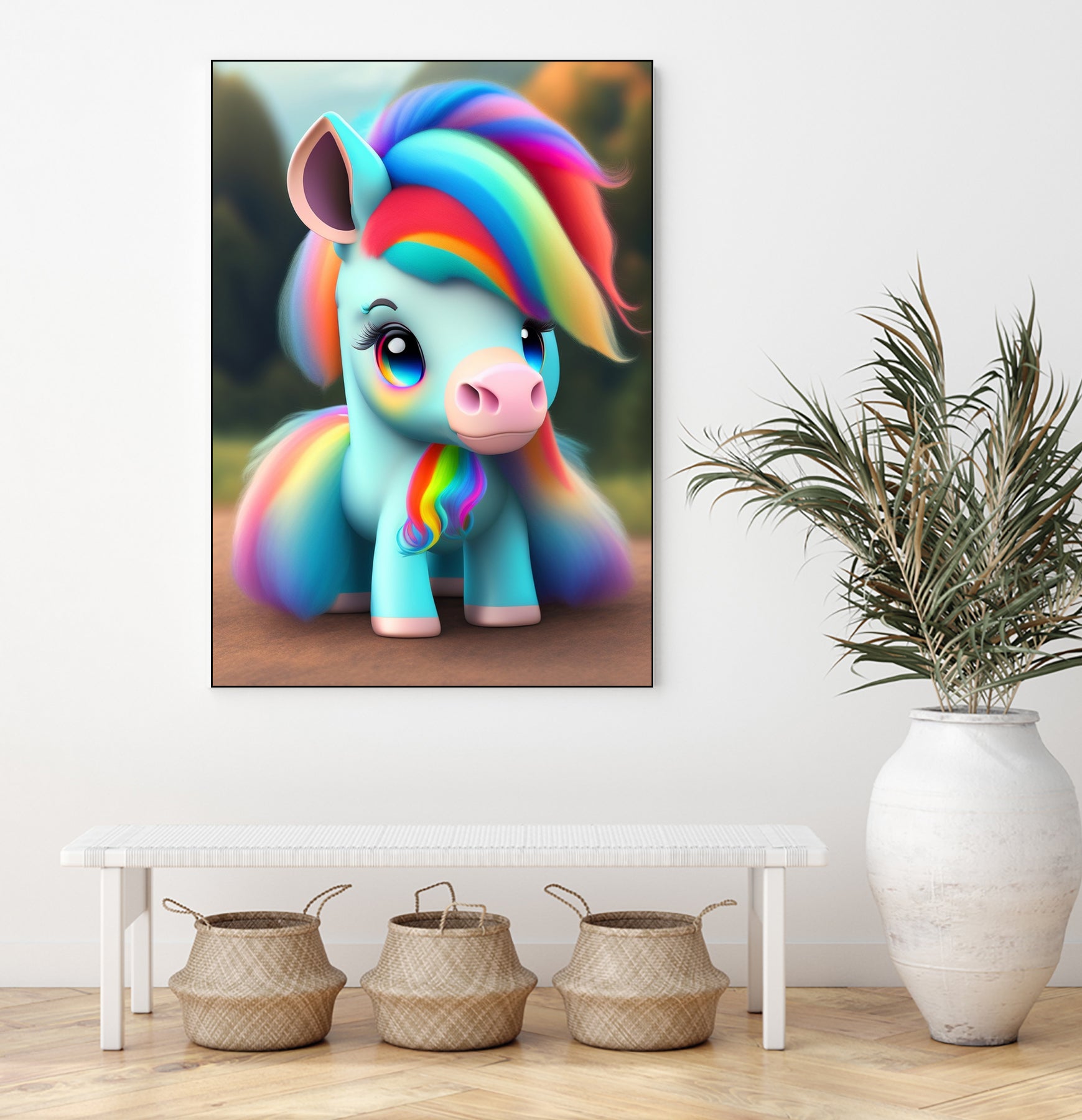 Cute baby pony with rainbow colors fantasy art colorful by ALMA Studio on GIANT ART - orange digital painting