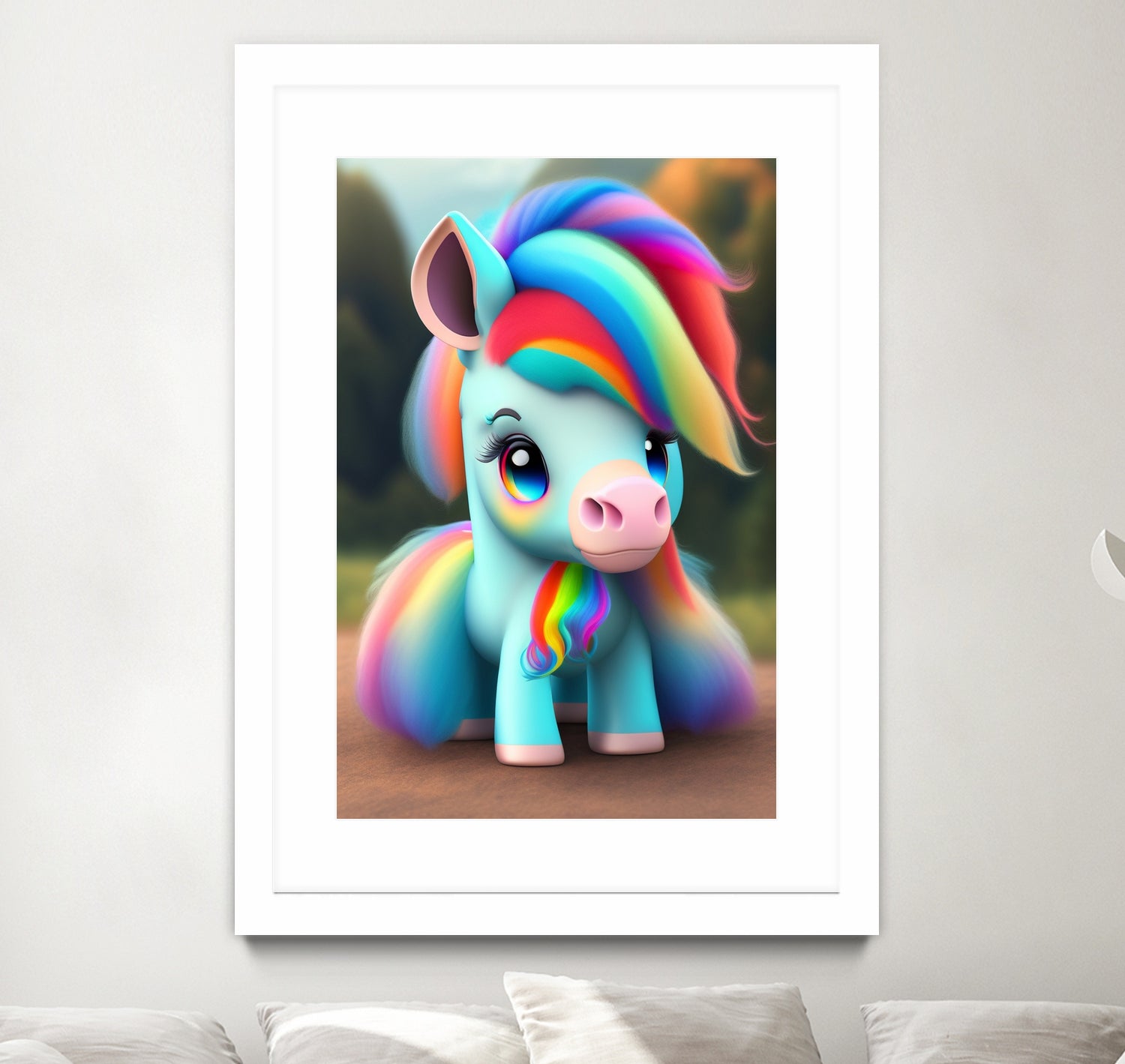 Cute baby pony with rainbow colors fantasy art colorful by ALMA Studio on GIANT ART - orange digital painting