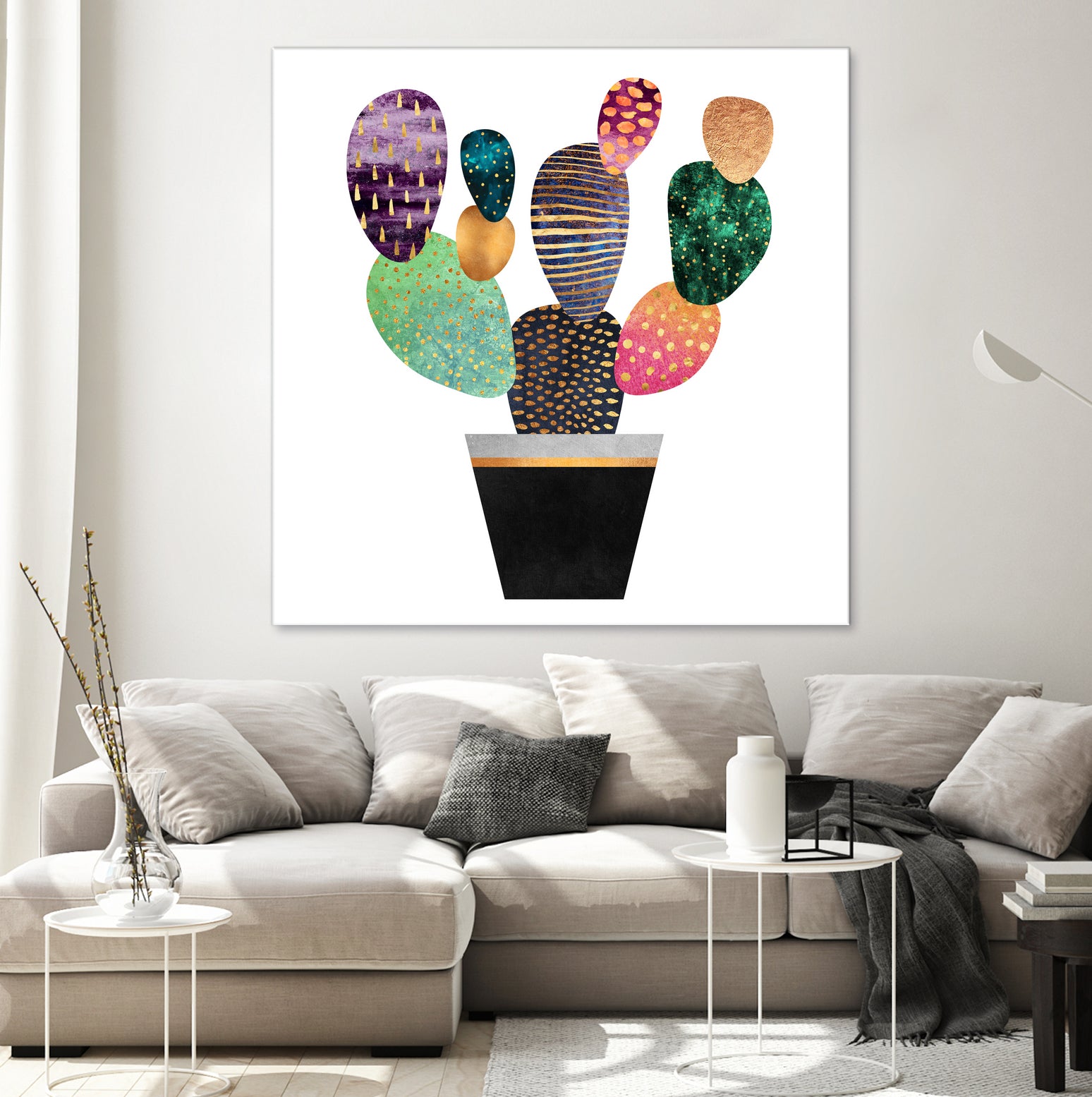 Pretty Cactus by Elisabeth Fredriksson on GIANT ART - blue mixed media