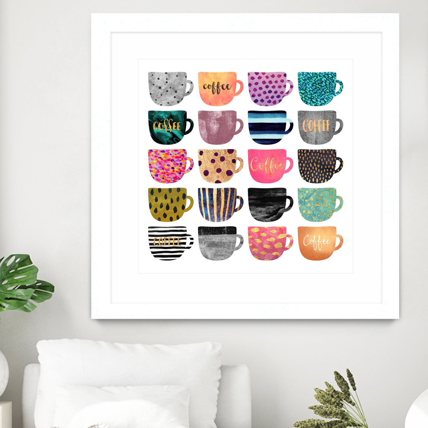 Pretty Coffee Cups by Elisabeth Fredriksson on GIANT ART - pink mixed media