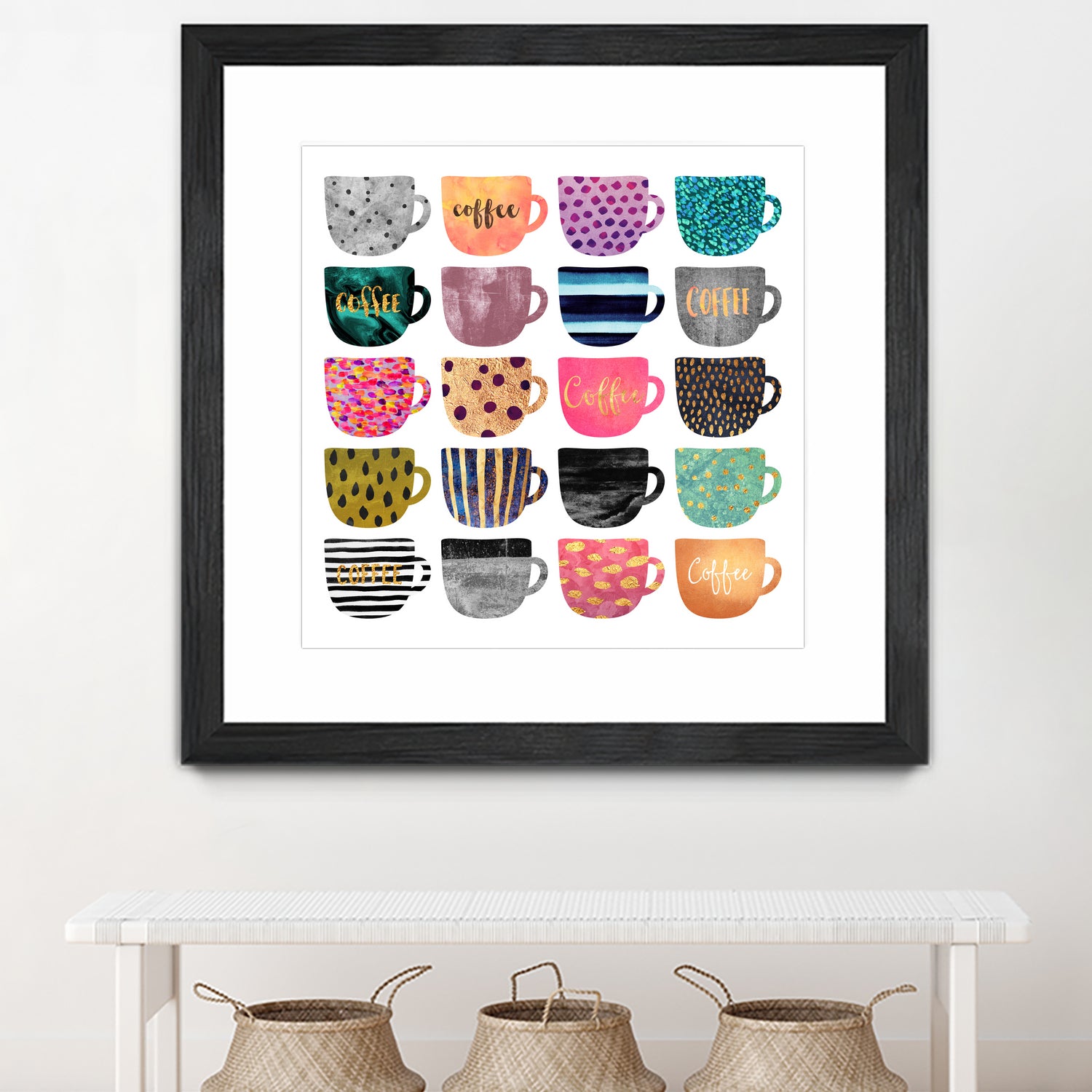 Pretty Coffee Cups by Elisabeth Fredriksson on GIANT ART - pink mixed media