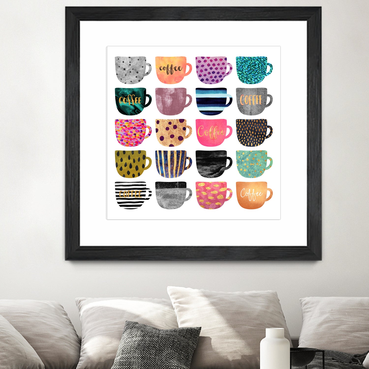 Pretty Coffee Cups by Elisabeth Fredriksson on GIANT ART - pink mixed media