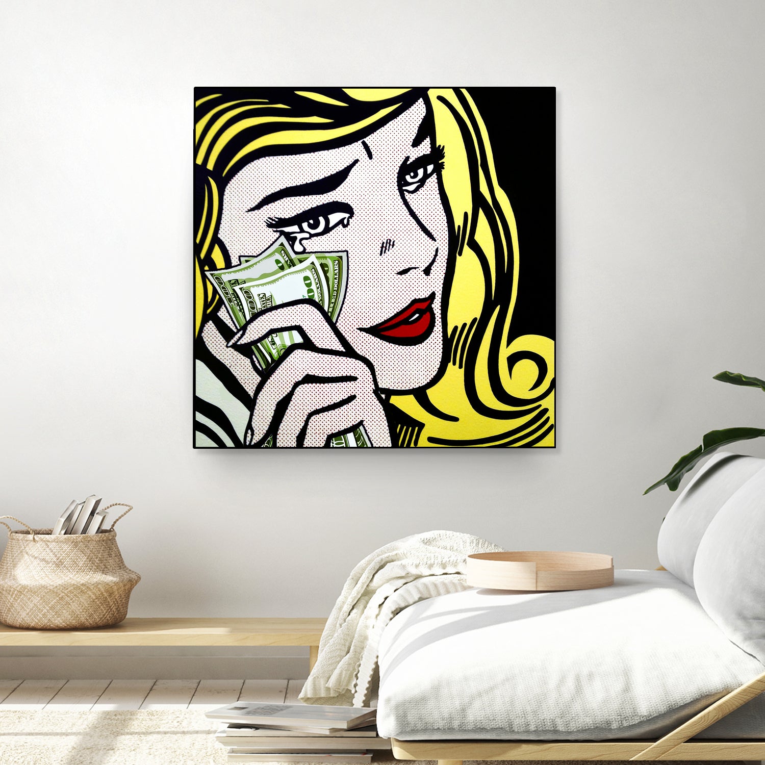 Crying Girl wipes tears by money by Artem Avetisyan on GIANT ART - yellow digital drawing