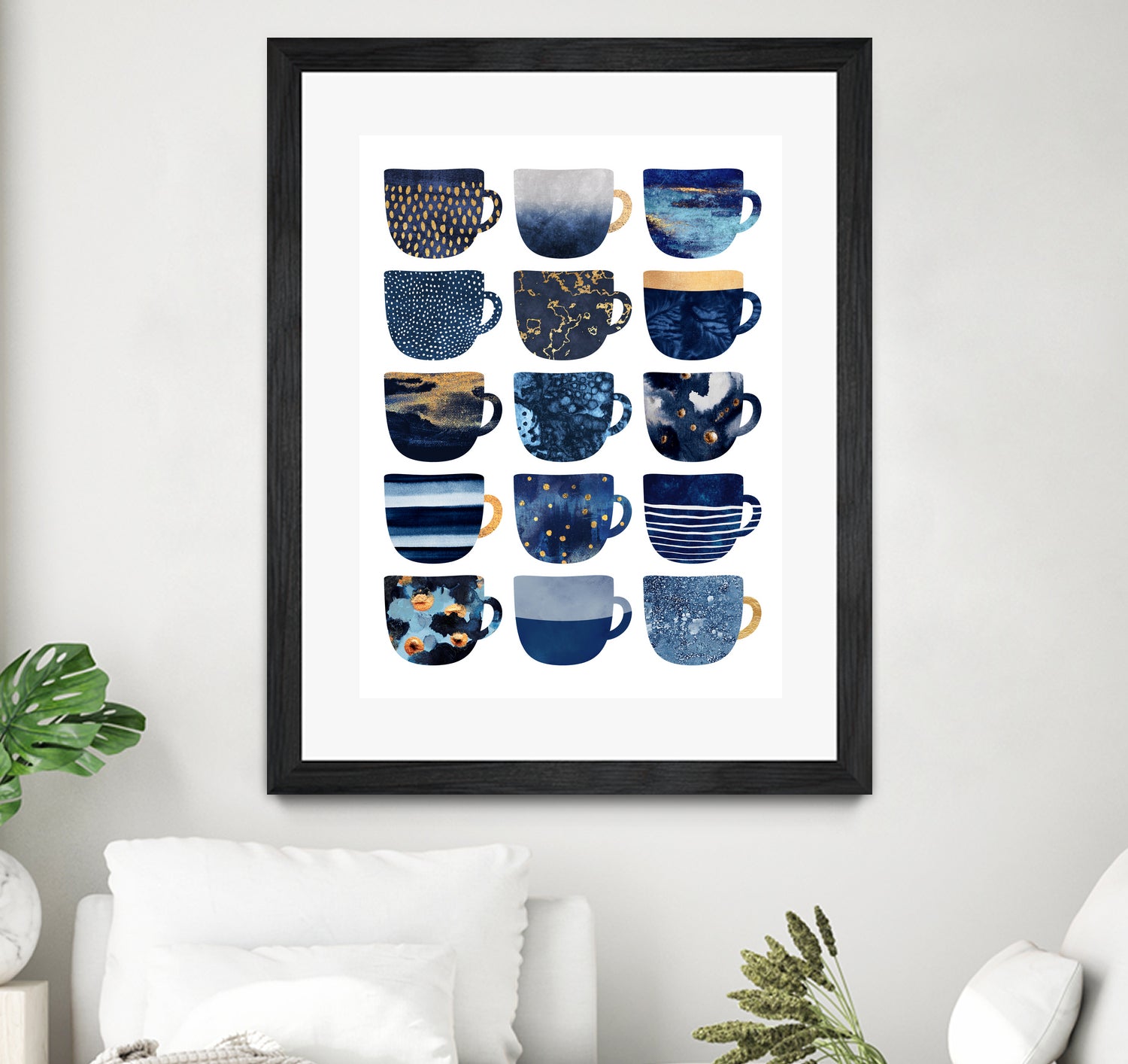 Pretty Blue Coffee Cups by Elisabeth Fredriksson on GIANT ART - blue digital painting