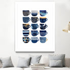 Pretty Blue Coffee Cups by Elisabeth Fredriksson on GIANT ART - blue digital painting