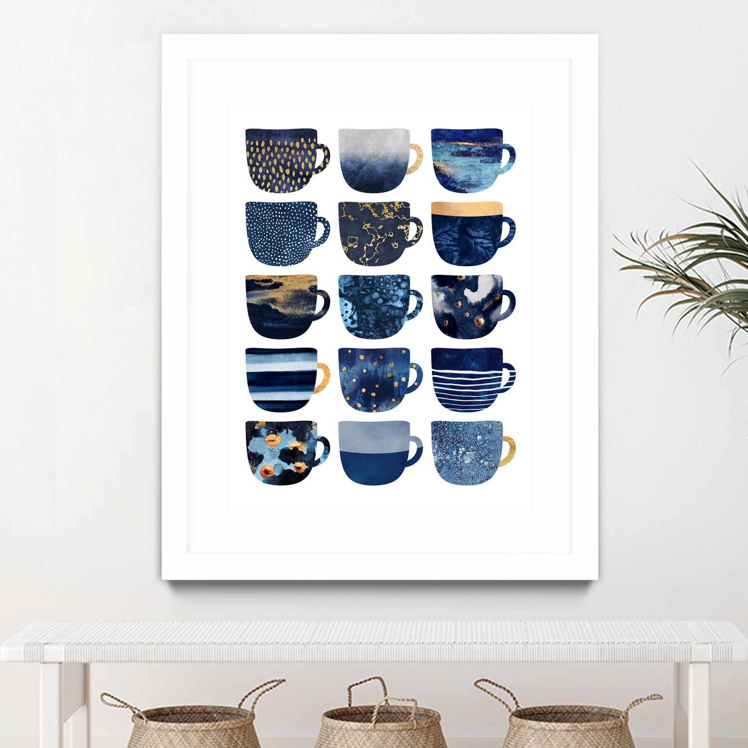 Pretty Blue Coffee Cups by Elisabeth Fredriksson on GIANT ART - blue digital painting