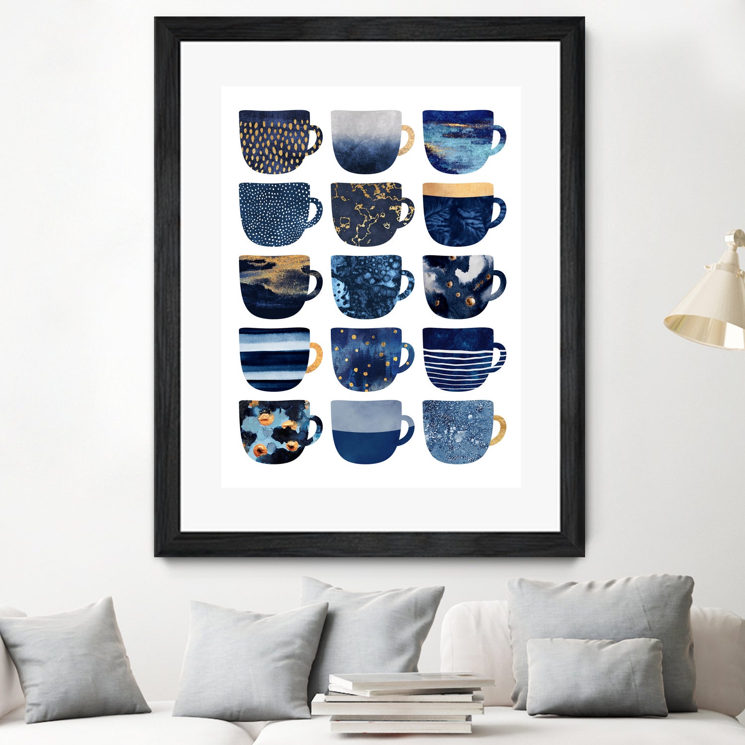 Pretty Blue Coffee Cups by Elisabeth Fredriksson on GIANT ART - blue digital painting