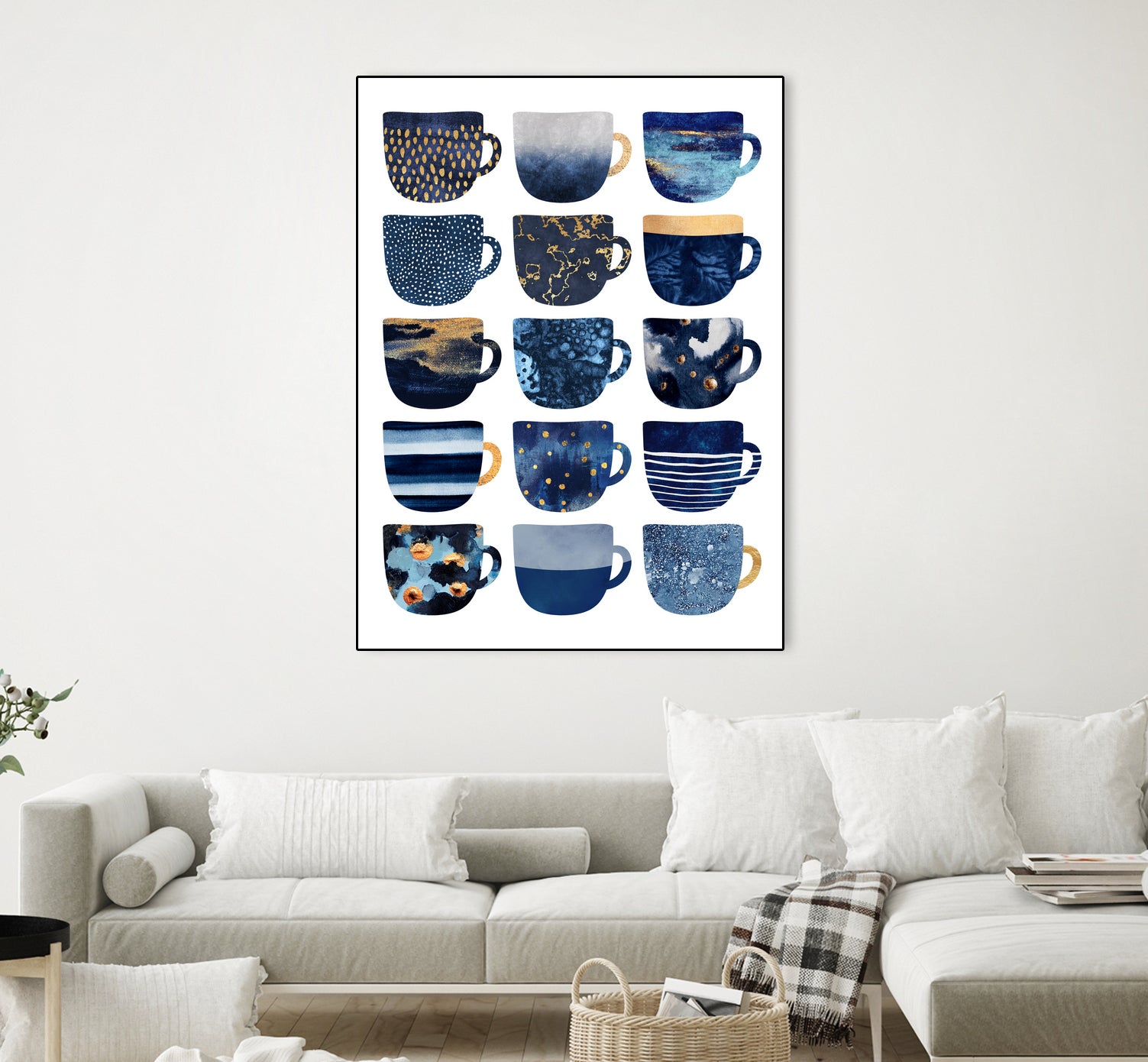 Pretty Blue Coffee Cups by Elisabeth Fredriksson on GIANT ART - blue digital painting