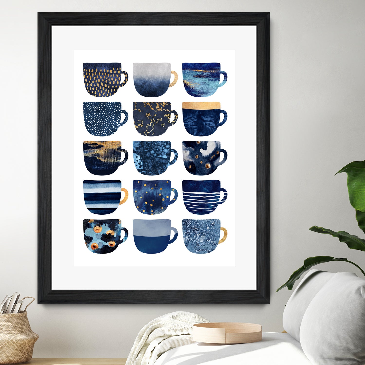 Pretty Blue Coffee Cups by Elisabeth Fredriksson on GIANT ART - blue digital painting