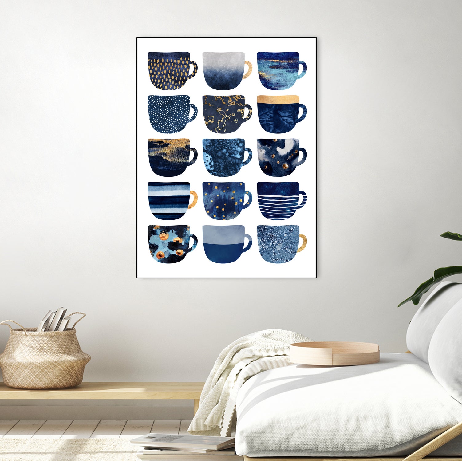 Pretty Blue Coffee Cups by Elisabeth Fredriksson on GIANT ART - blue digital painting