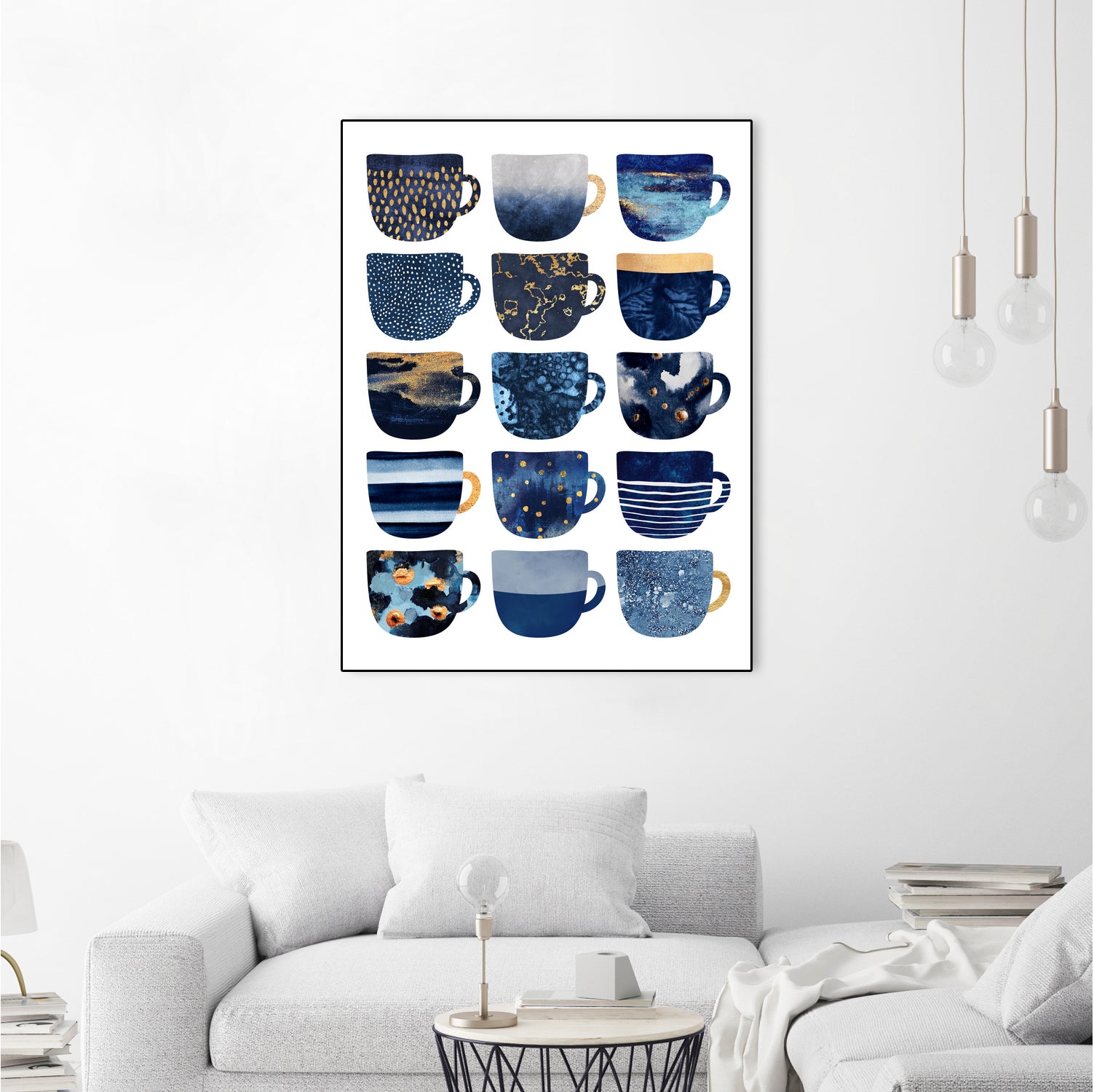 Pretty Blue Coffee Cups by Elisabeth Fredriksson on GIANT ART - blue digital painting