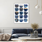 Pretty Blue Coffee Cups by Elisabeth Fredriksson on GIANT ART - blue digital painting