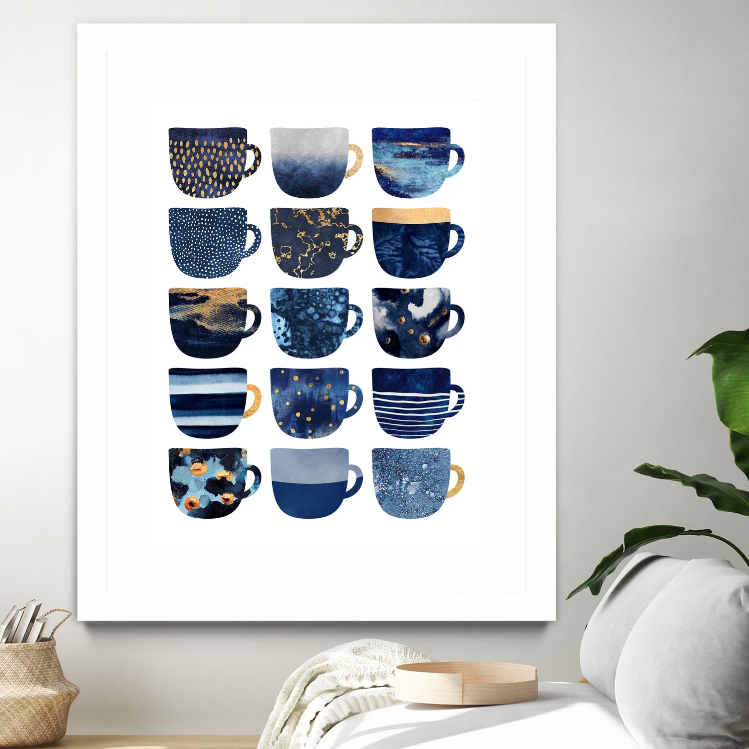 Pretty Blue Coffee Cups by Elisabeth Fredriksson on GIANT ART - blue digital painting