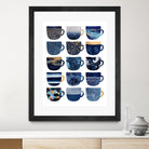 Pretty Blue Coffee Cups by Elisabeth Fredriksson on GIANT ART - blue digital painting