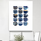 Pretty Blue Coffee Cups by Elisabeth Fredriksson on GIANT ART - blue digital painting