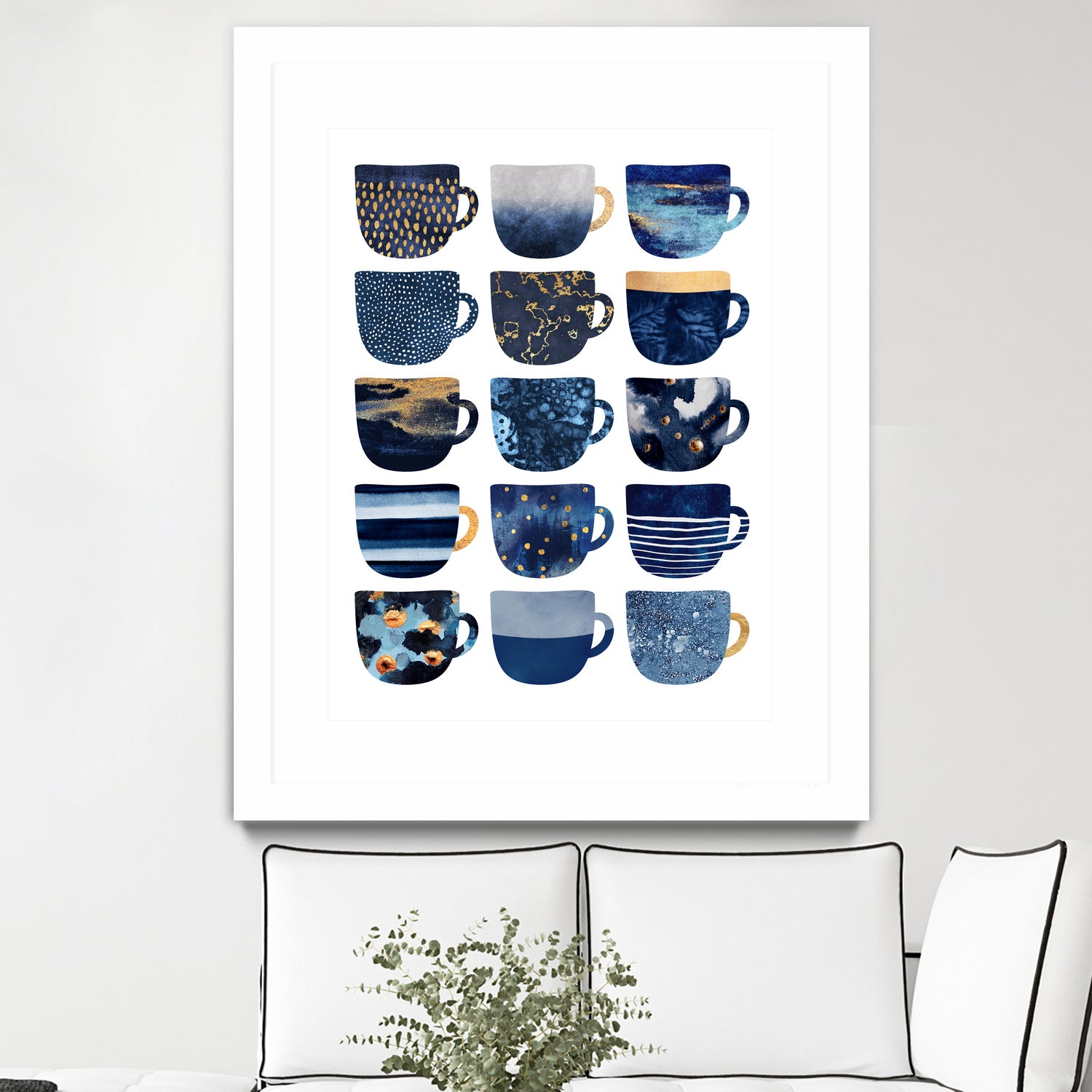 Pretty Blue Coffee Cups by Elisabeth Fredriksson on GIANT ART - blue digital painting