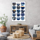 Pretty Blue Coffee Cups by Elisabeth Fredriksson on GIANT ART - blue digital painting