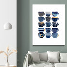 Pretty Blue Coffee Cups by Elisabeth Fredriksson on GIANT ART - blue digital painting