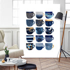 Pretty Blue Coffee Cups by Elisabeth Fredriksson on GIANT ART - blue digital painting