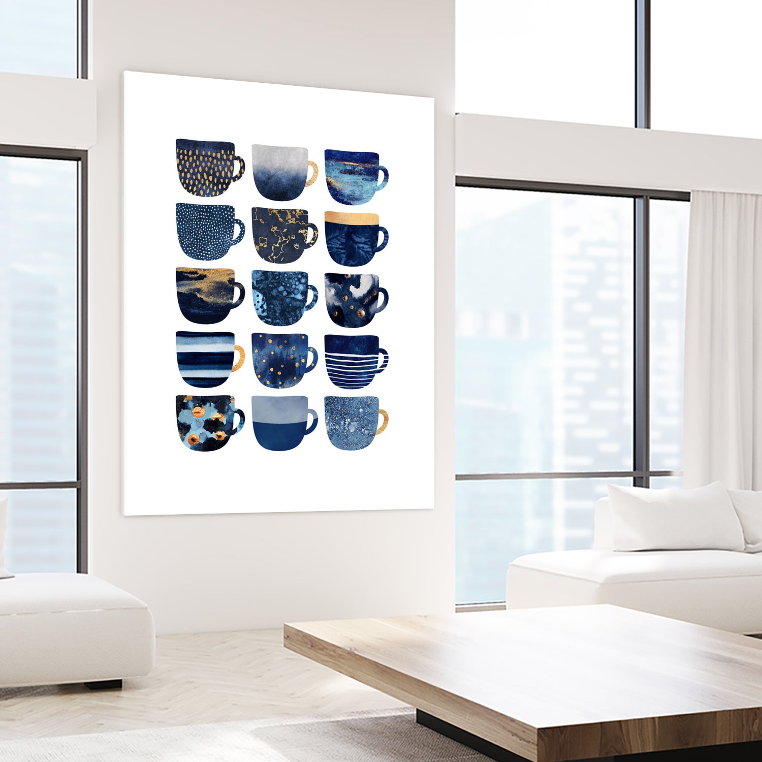 Pretty Blue Coffee Cups by Elisabeth Fredriksson on GIANT ART - blue digital painting