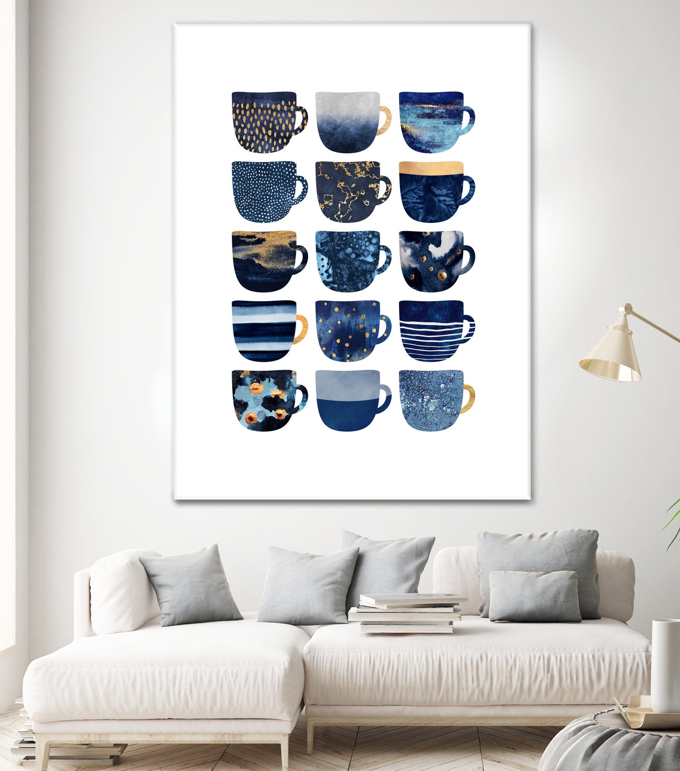 Pretty Blue Coffee Cups by Elisabeth Fredriksson on GIANT ART - blue digital painting