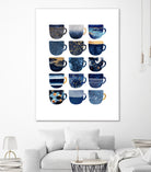 Pretty Blue Coffee Cups by Elisabeth Fredriksson on GIANT ART - blue digital painting