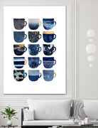 Pretty Blue Coffee Cups by Elisabeth Fredriksson on GIANT ART - blue digital painting