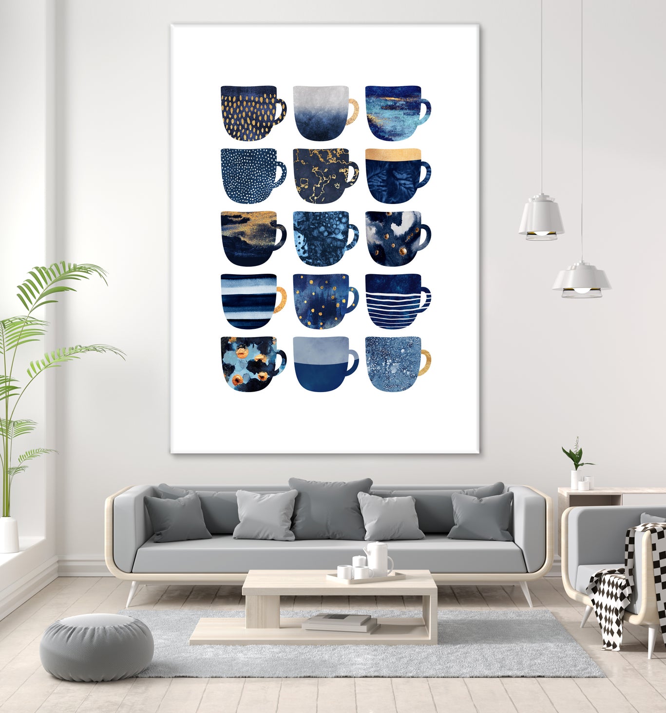 Pretty Blue Coffee Cups by Elisabeth Fredriksson on GIANT ART - blue digital painting