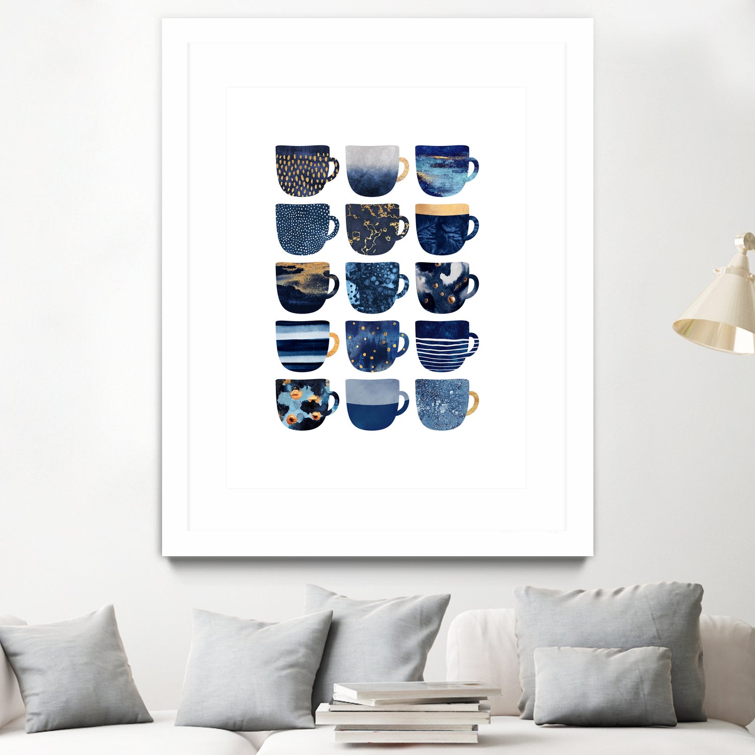 Pretty Blue Coffee Cups by Elisabeth Fredriksson on GIANT ART - blue digital painting