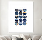 Pretty Blue Coffee Cups by Elisabeth Fredriksson on GIANT ART - blue digital painting