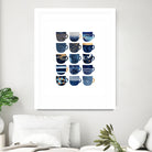 Pretty Blue Coffee Cups by Elisabeth Fredriksson on GIANT ART - blue digital painting