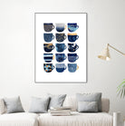 Pretty Blue Coffee Cups by Elisabeth Fredriksson on GIANT ART - blue digital painting