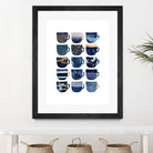 Pretty Blue Coffee Cups by Elisabeth Fredriksson on GIANT ART - blue digital painting