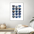 Pretty Blue Coffee Cups by Elisabeth Fredriksson on GIANT ART - blue digital painting