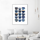 Pretty Blue Coffee Cups by Elisabeth Fredriksson on GIANT ART - blue digital painting