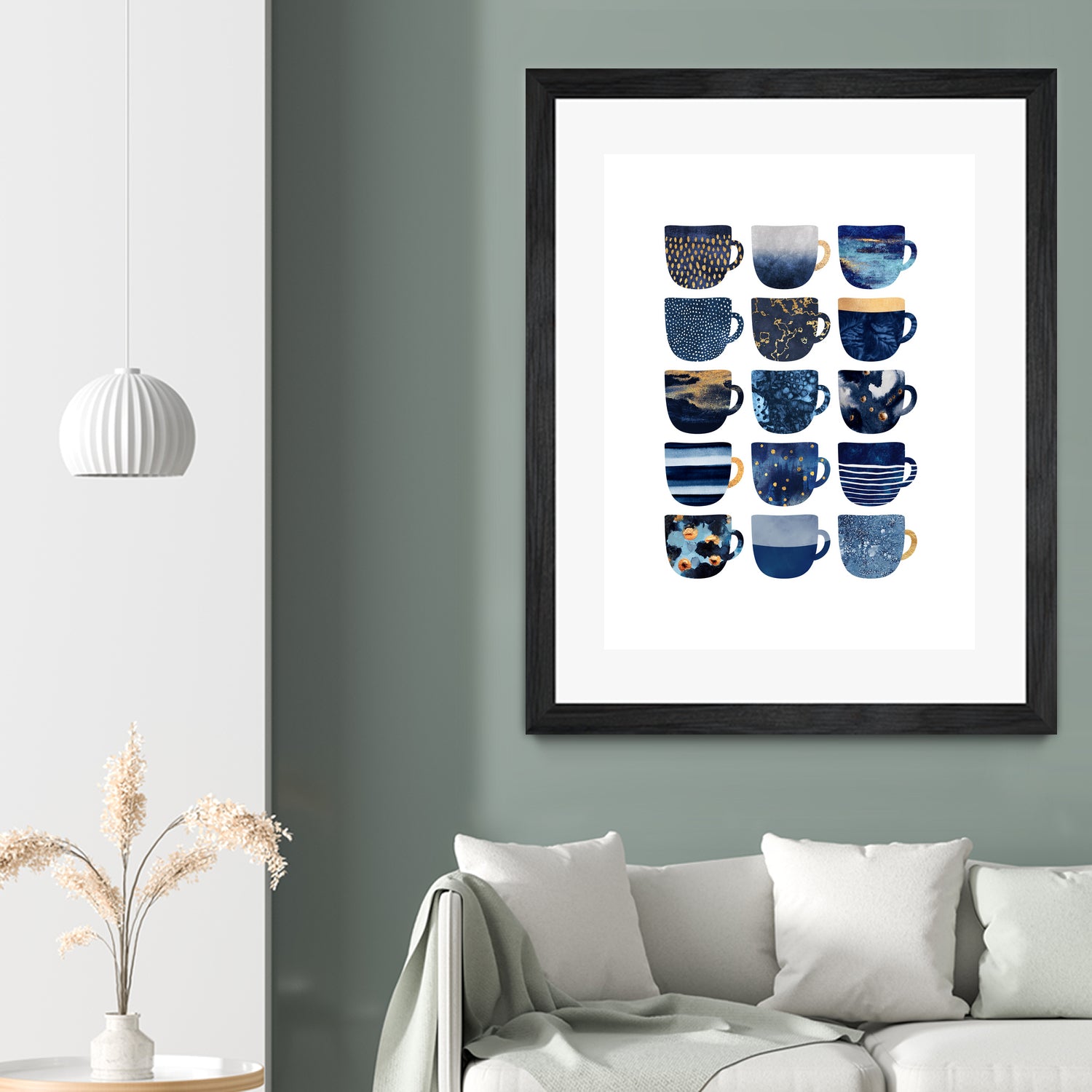 Pretty Blue Coffee Cups by Elisabeth Fredriksson on GIANT ART - blue digital painting