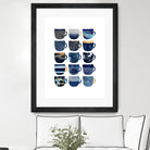 Pretty Blue Coffee Cups by Elisabeth Fredriksson on GIANT ART - blue digital painting