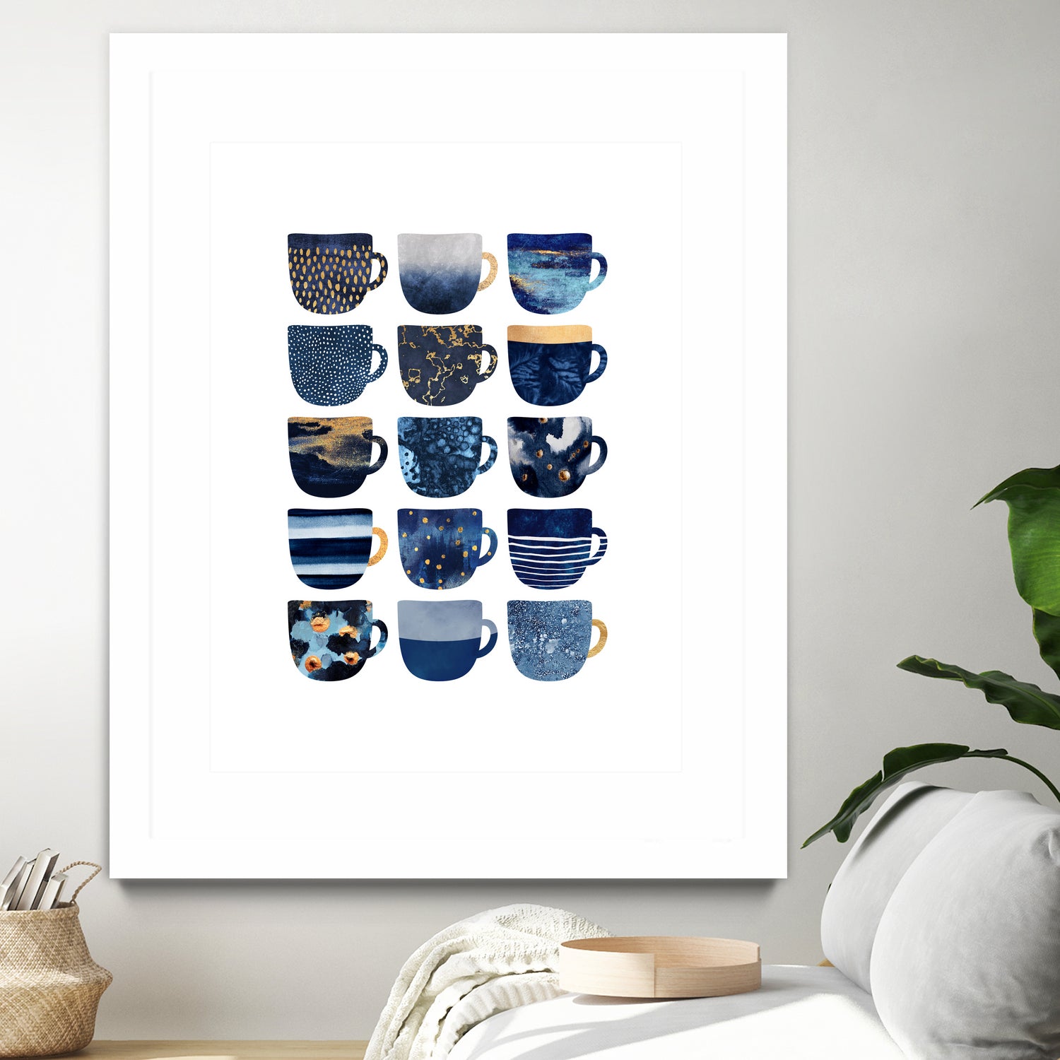 Pretty Blue Coffee Cups by Elisabeth Fredriksson on GIANT ART - blue digital painting