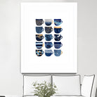 Pretty Blue Coffee Cups by Elisabeth Fredriksson on GIANT ART - blue digital painting